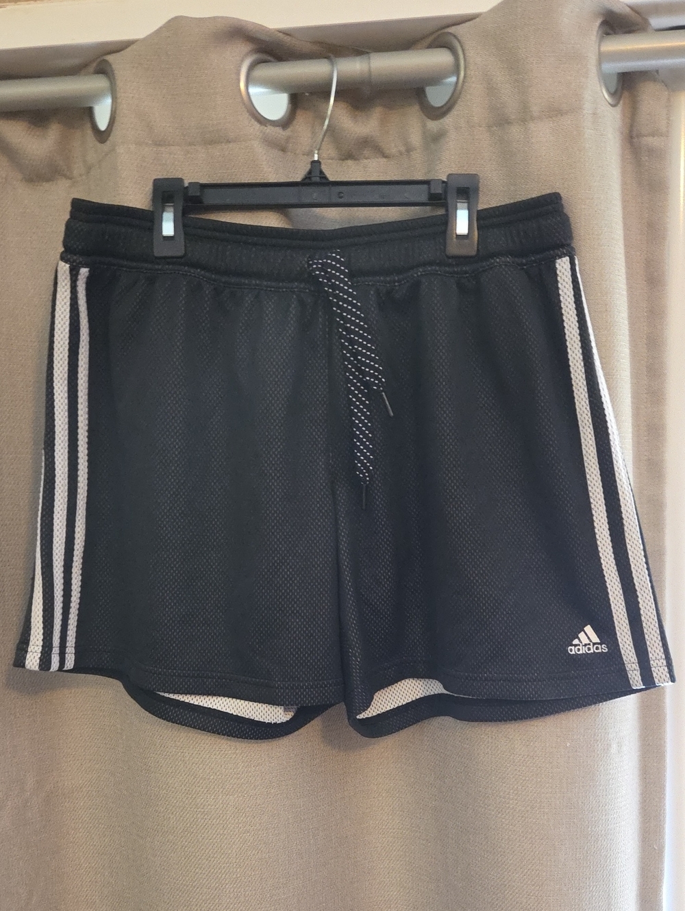 adidas Women's Black Athletic Mesh Shorts with White Side Stripes